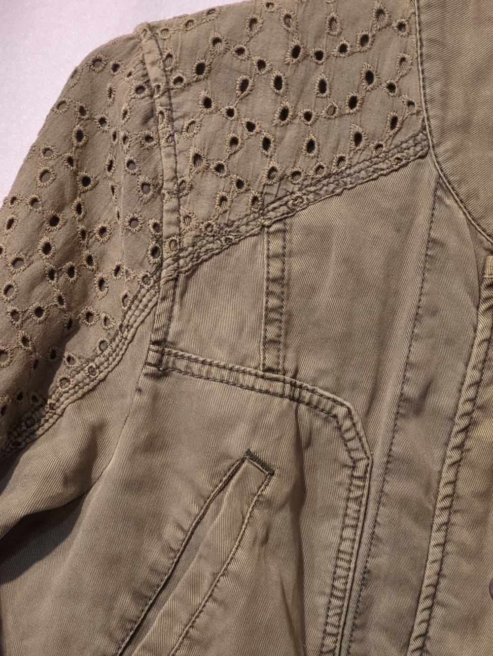 Anthropologie Eyelet Army Jacket - Picture 2 of 5